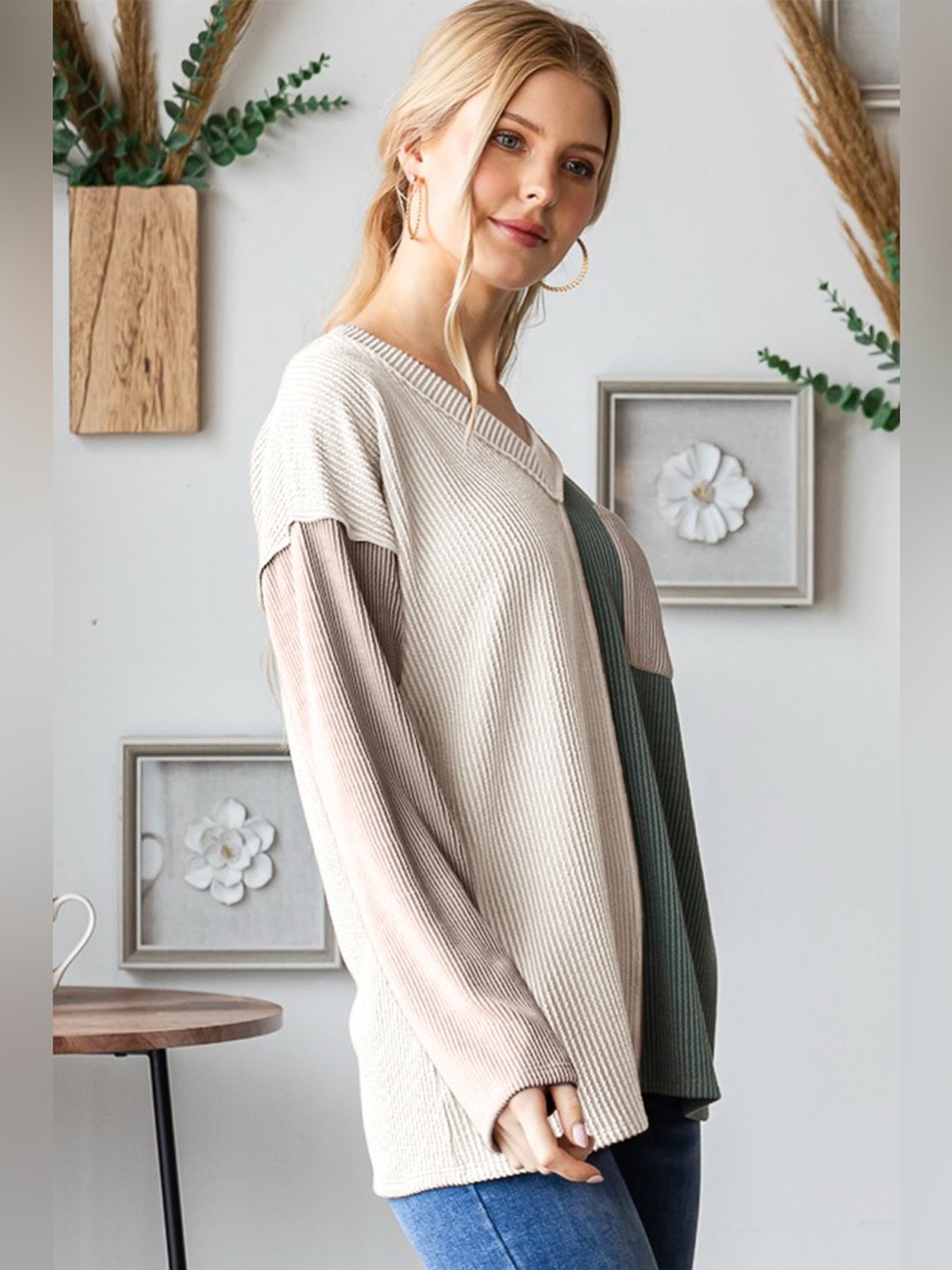 Heimish Color Block Exposed Seam Ribbed T-Shirt - Picture 3 of 3